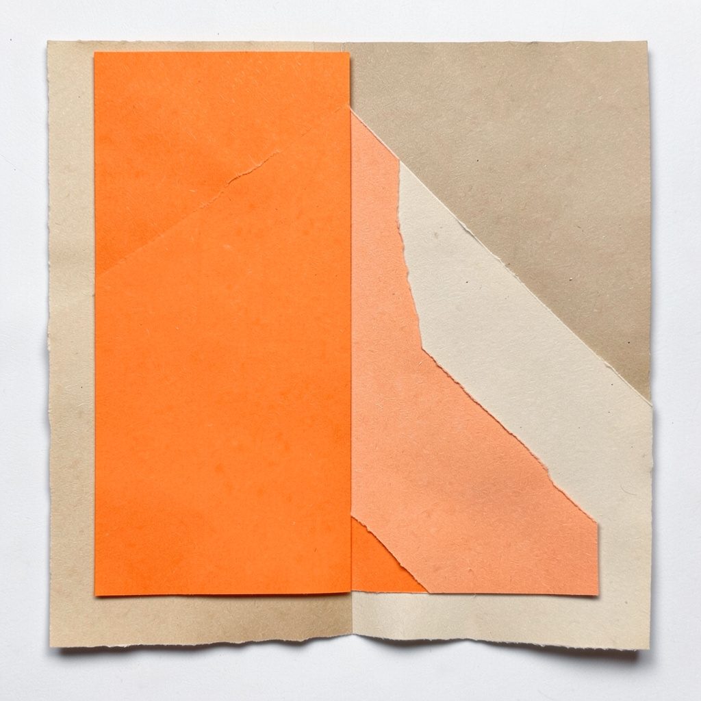 Soft paper cut-out tile in warm cream and olive